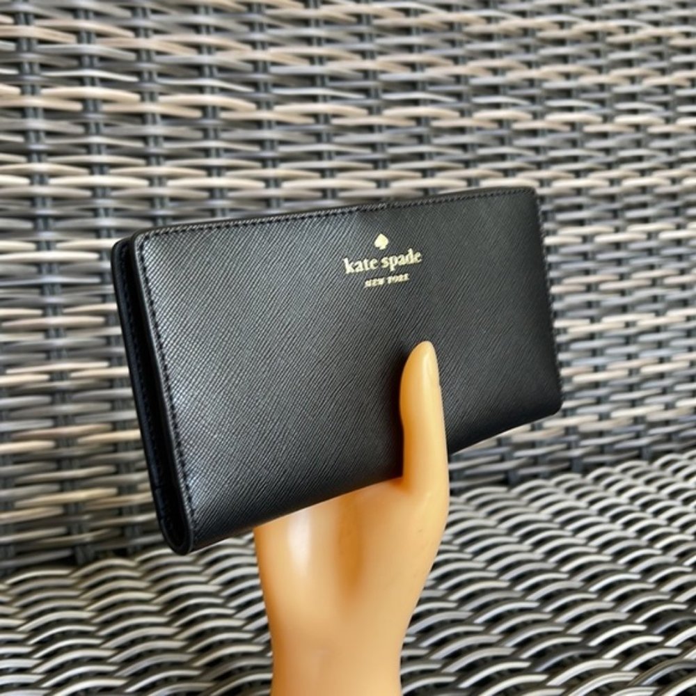 Kate Spade Staci Large Slim Bifold Wallet Black NWT - Picture 8 of 16
